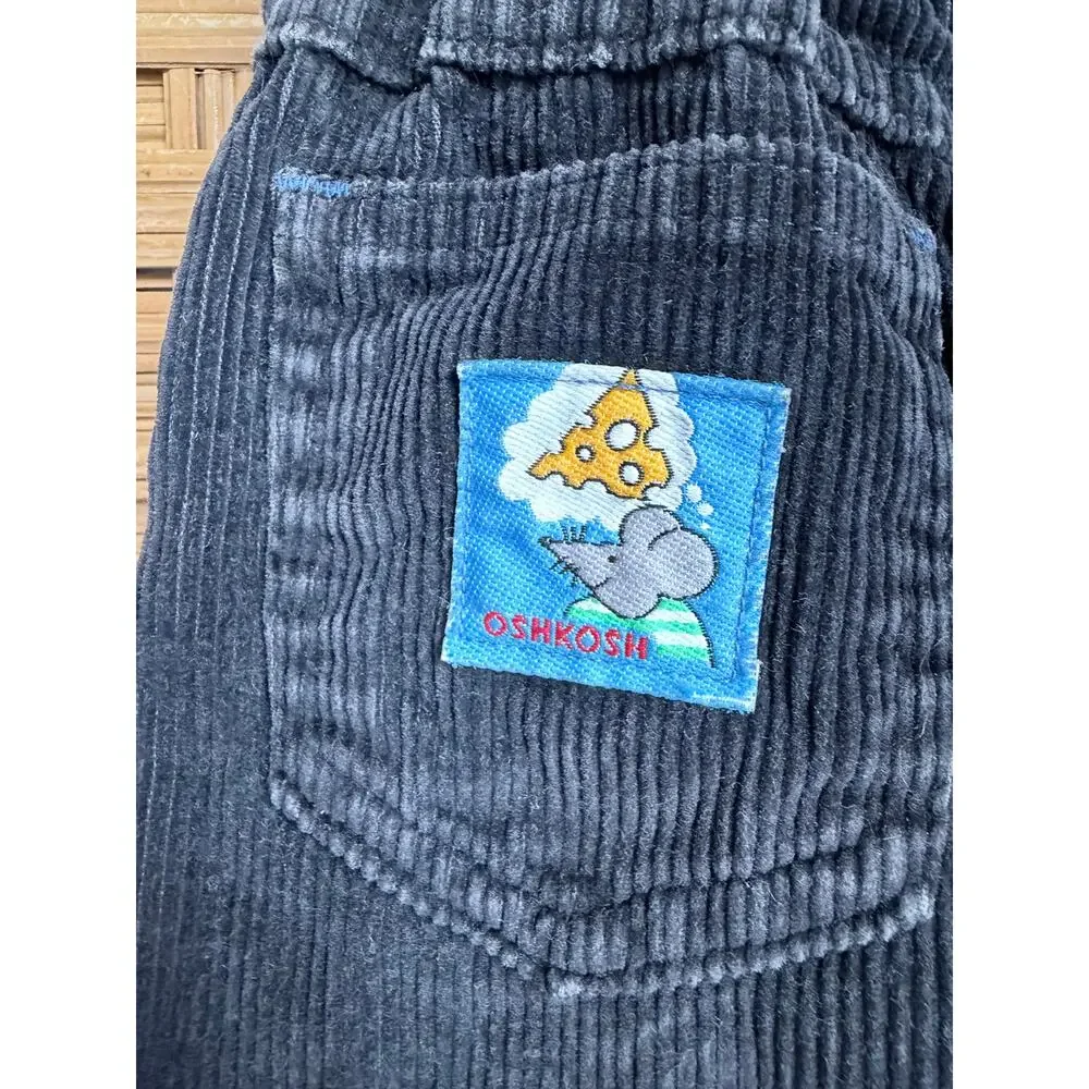 Vintage Oshkosh B’Gosh corduroy toddler black pants 3T USA cotton blend mouse